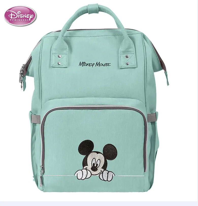 Disney Diaper Bag Backpack Mummy Minnie Mickey Big Capacity Travel Oxford Feeding Baby Handbag - Цвет: DS-02 Green