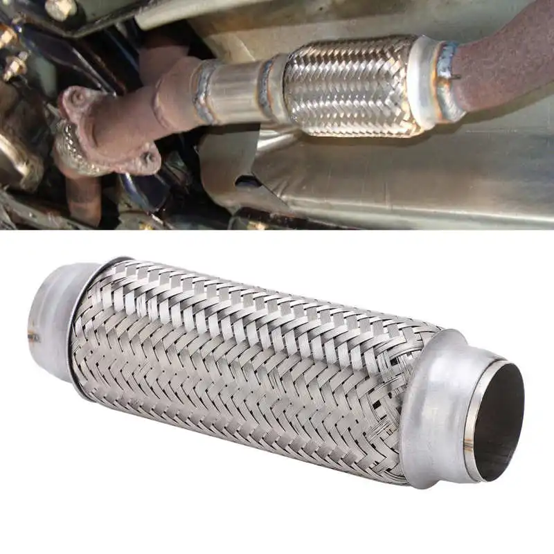 Car Woven Exhaust Flexible Pipe Joint 1.75x8.3in/45x208mm Stainless
