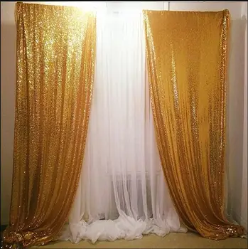 

Royaltime Sequin Backdrop Curtain Panel 2x8FT-Gold,Sequin Photography Backdrop Curtain for Wedding Party/Home Curtain Decor