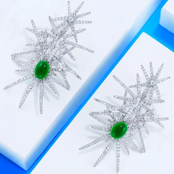 

missvikki Female Luxury Fireworks Trendy Pendant Earrings Cubic Zirconia Shiny Charm Earring For Women Bride Wedding Jewelry