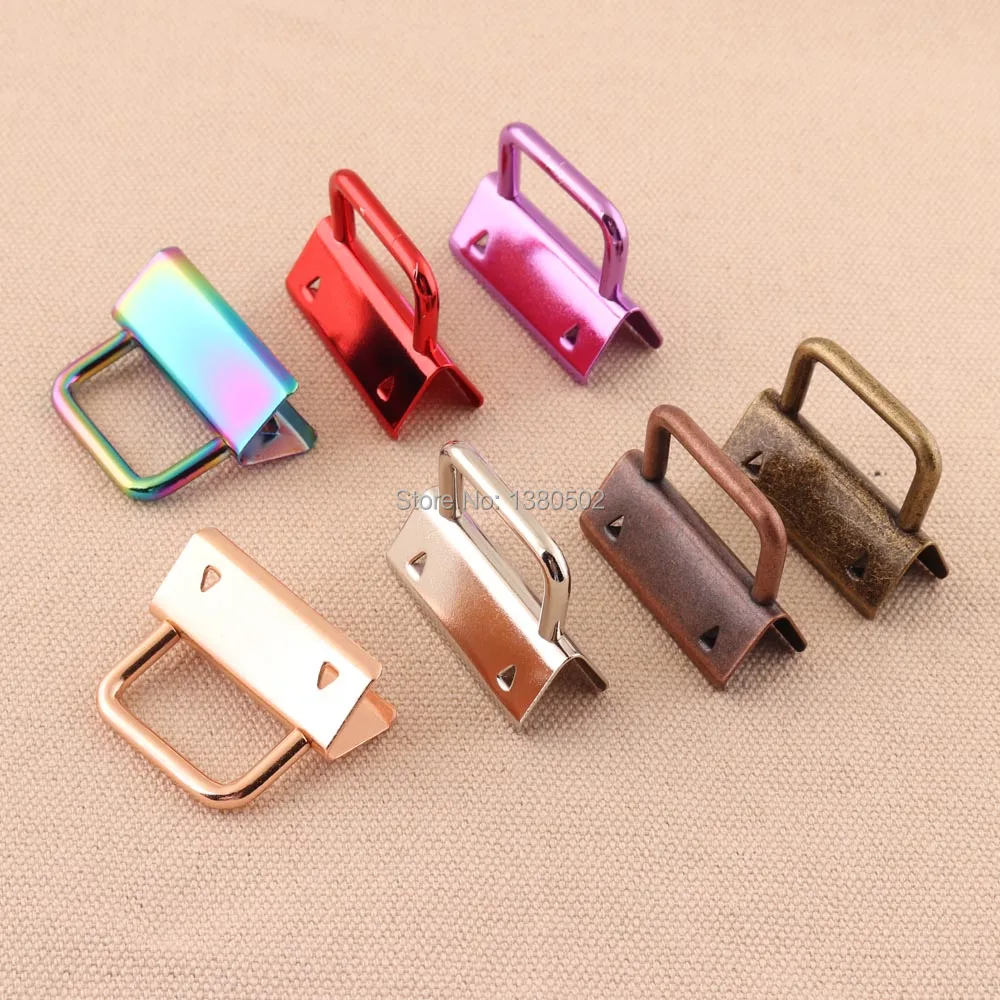 50pcs 32mm Key Fob Hardware purple/red/rose gold /rainbow /silver/copper /bronze color webbing key fobs accessories