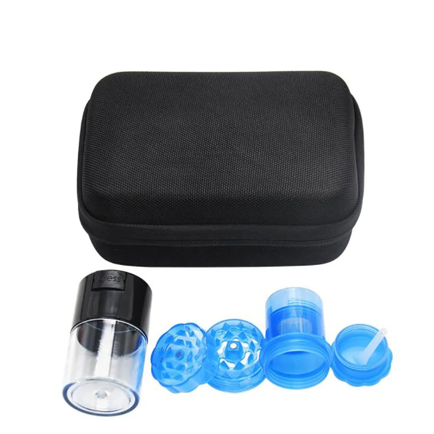 Portable DIY Smoking Kit with Storage Bag, Plastic Herb Grinder, Storage Box& Tubes, Silicone Pipe, Manual Cigarette Maker