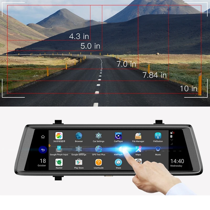 Camlive зеркальная камера 10 дюймов Ips 4G Gps навигация Bluetooth Hd1080P Двойная камера Wifi зеркальный рекордер двойная камера Автомобильные видеорегистраторы