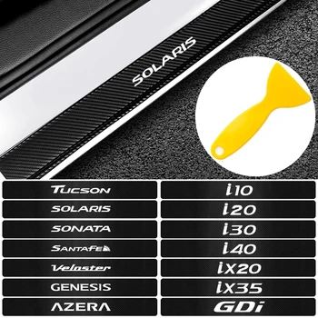 

4PCS Car Carbon Fiber Door Sill Scuff Plate Protector Sticker For Hyundai Elantra Accent Tucson i40 i30 i10 i20 Veloster IX35