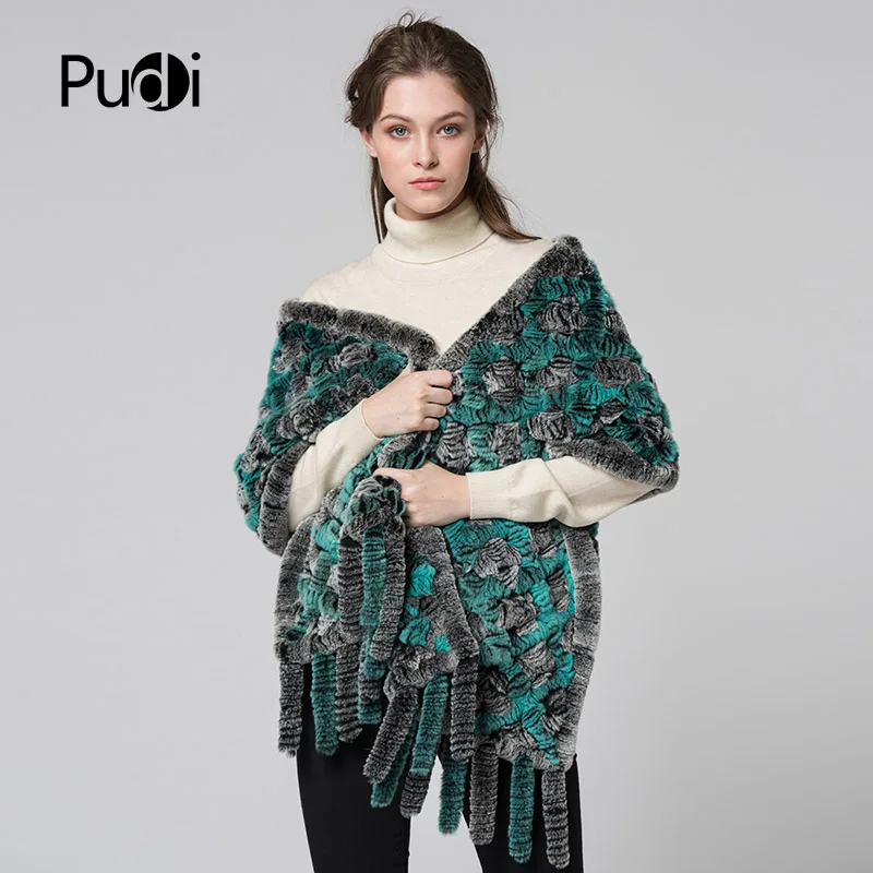 Pudi CK713 Новое Женское пончо 2017 новое Вязаное из меха кролика пашмины|Женские шарфы|