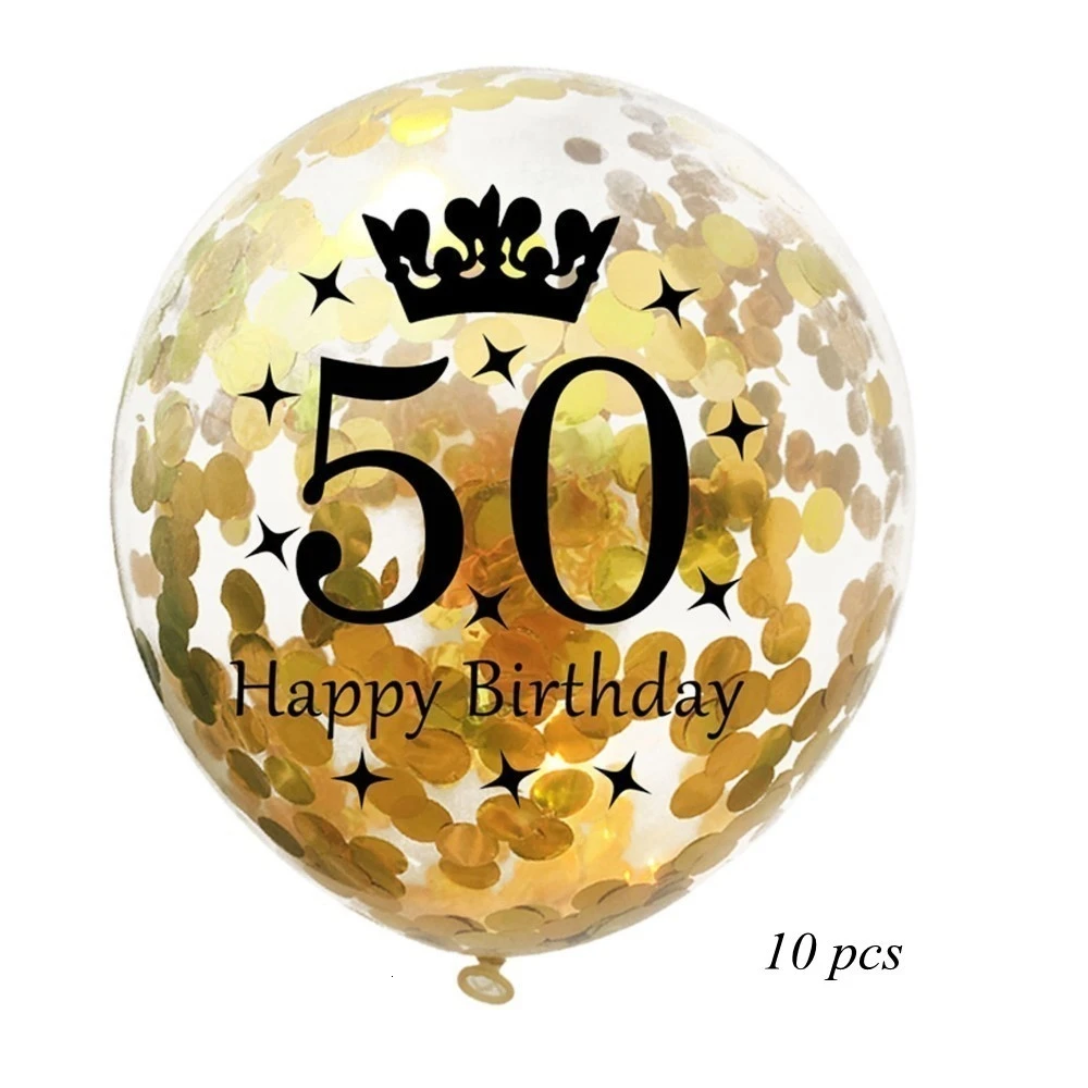 Gold 50th 1 компл. Черное золото серии золочение одноразовые посуда день рождения бумажный шарик соломинки/чашки украшение стола Свадебные/вечерние принадлежности - Цвет: Gold 50th