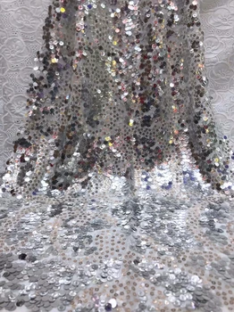 

2019 Latest African Lace Fabric silver Embroidered French Laces Fabric High Quality French Tulle Lace Fabric For Wedding Party