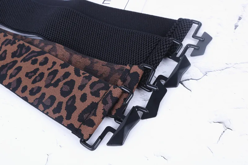 fashion black wide belt for women elastic stretch waist seal luxury leopard print designer decoration dress straps