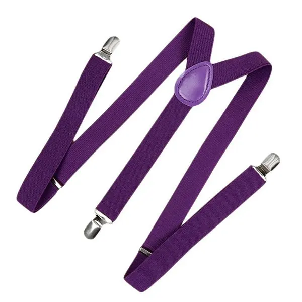purple Унисекс Клип на подтяжках эластичный y-образный обратно Формальные Регулируемые подтяжки, темно-серый - Цвет: purple
