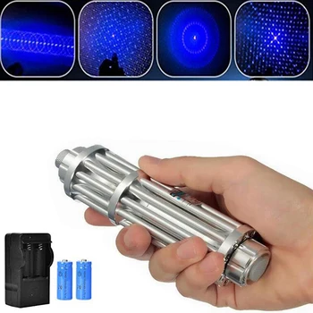 

High Power Blue Laser Pointer Military 450nm Most Powerful laser sight Pen Adjustable lazer Focus Burning Matches