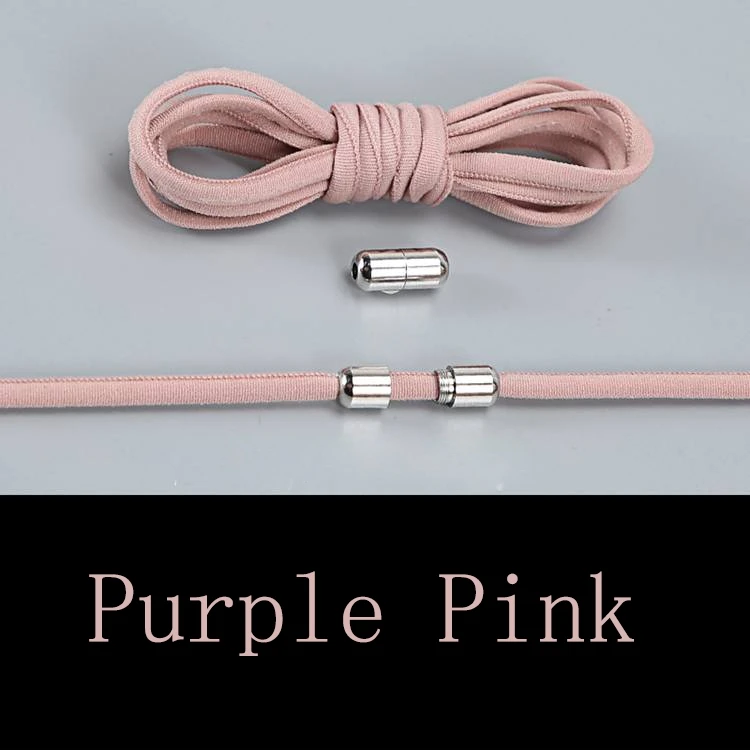 Purple pink 1 пара шнурки без завязок круглые эластичные шнурки для обуви для детей и взрослых кроссовки шнурки быстро ленивые шнурки 21 цвет шнурки - Цвет: Purple pink