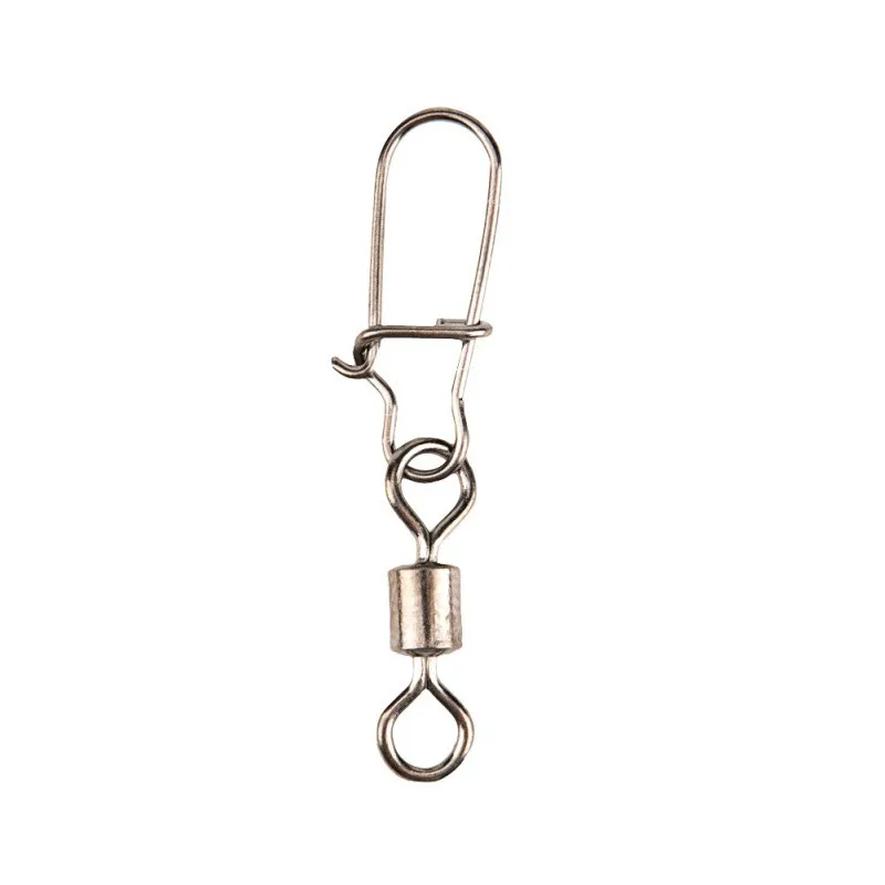 

50pcs/lot Fishing Connector Pin Bearing Rolling Swivel Stainless Steel with Snap Fishhook Lure Swivels Tackle