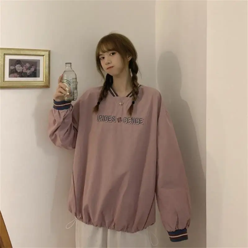 

Женские свитшоты в японском стиле Harajuku Ulzzang, винтажный свитшот с вышивкой и надписью, Женская милая одежда в Корейском стиле для женщин
