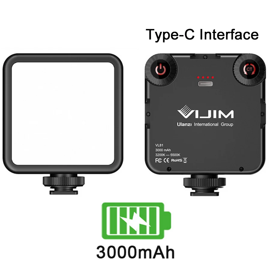 Ulanzi VIJIM VL81 перезаряжаемый Vlog заполняющий светильник 3200k-5600K 850LM 6 5 W с регулируемой