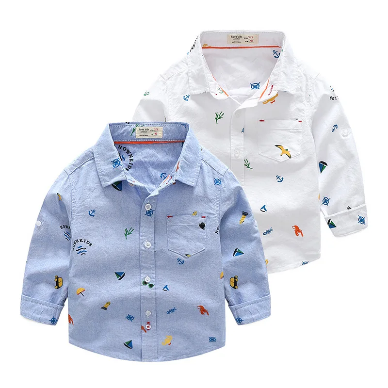 Г. Новая Стильная универсальная рубашка для мальчиков на весну и осень топы, Детская рубашка с принтом От 1 до 3 лет детей, чистый хлопок, корейский стиль