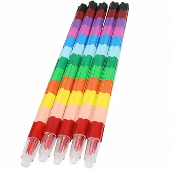 

5Pcs Crayons Safe Beautiful 12 Colors Stacking Crayon Drawing Pen