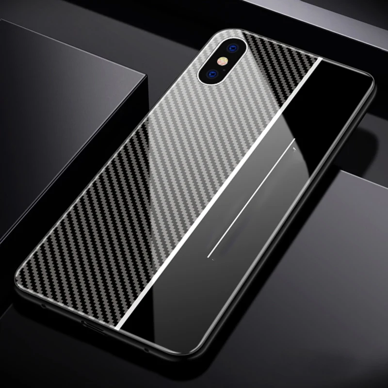Чехол из закаленного стекла 9H для iPhone 11, 7, 8, 6 S, x, xr, xsmax, чехол для телефона с узором из углеродного волокна, подходит для iPhone11promax, 7 p, чехол для телефона