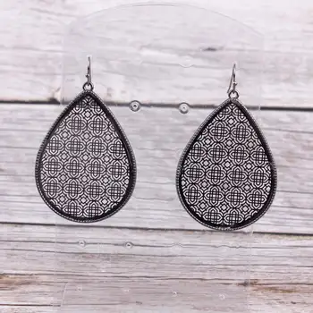 

ZWPON Fashion Arabesque Alloy Filigree Teardrop Drop Earrings Fashion Alloy Symmetry Figure Waterdrop Drop Earrings for Woman