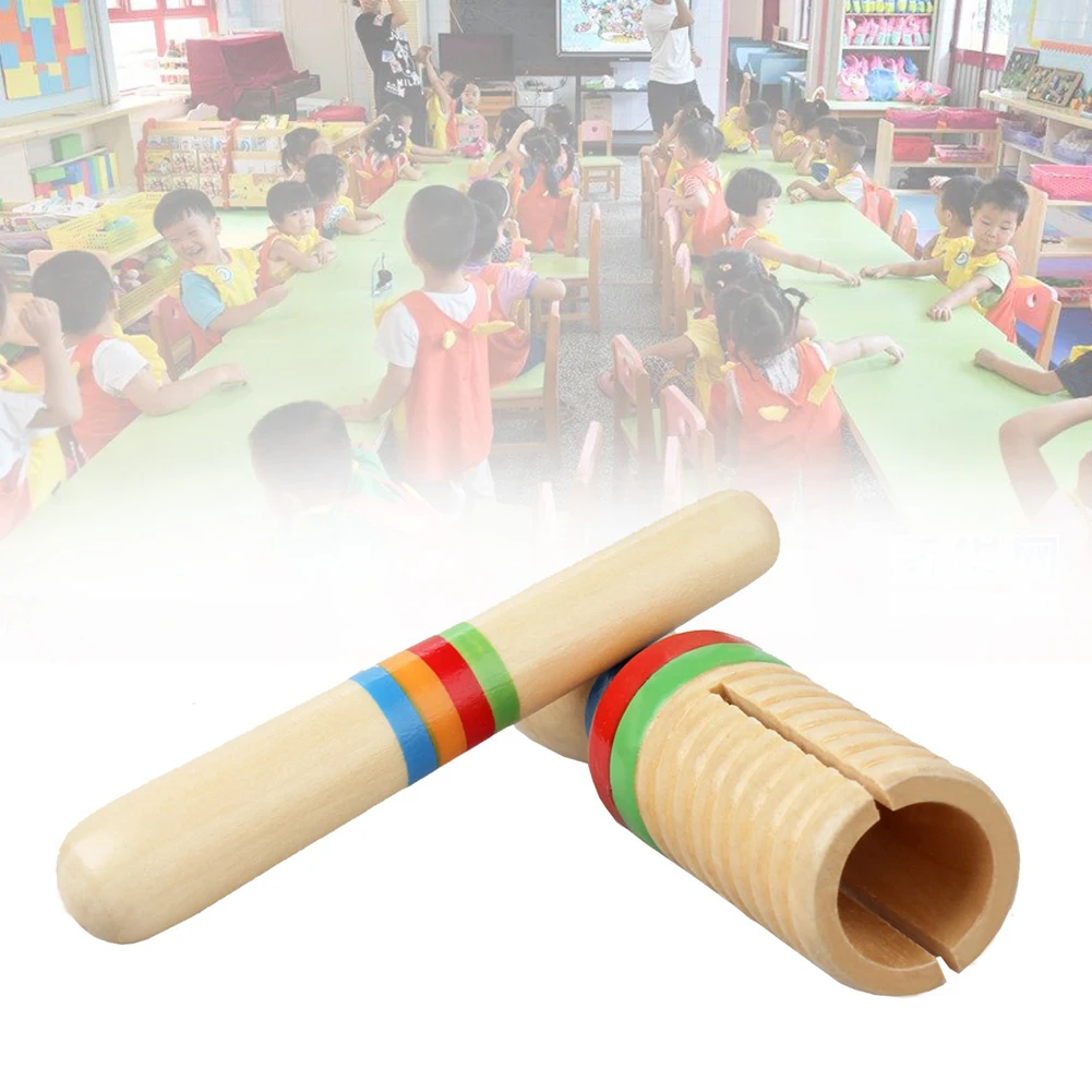 Трубка легкие игрушки перкуссия малыш один резьбовой звук подарок вечерние цилиндр деревянный Guiro ритмичная музыка инструмент для детей