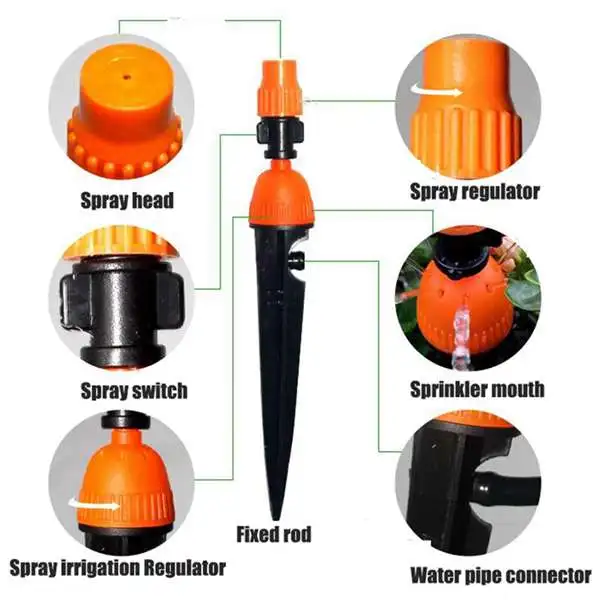 1 Lot 10pcs Multifunctional Adjustable 8 Outlets Spray Dripper Irrigation Sprinklers Watering Kits Drip Irrigation System#2630