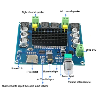 

KYYSLB DC12~30V 5.0 Bluetooth Amplifier Board 100W*2.0 TDA7498 Digital Amplifier Board XH-A105 Support AUX Onboard Potentiometer