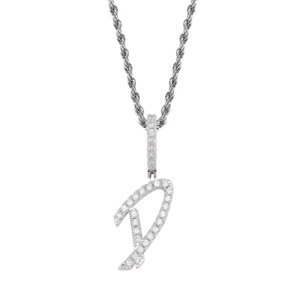 JINAO дизайн A-ZCustom имя теннисный Singl буквы льда ожерелья и кулон для мужчин женщин кубический циркон хип хоп ювелирные изделия подарок - Окраска металла: D