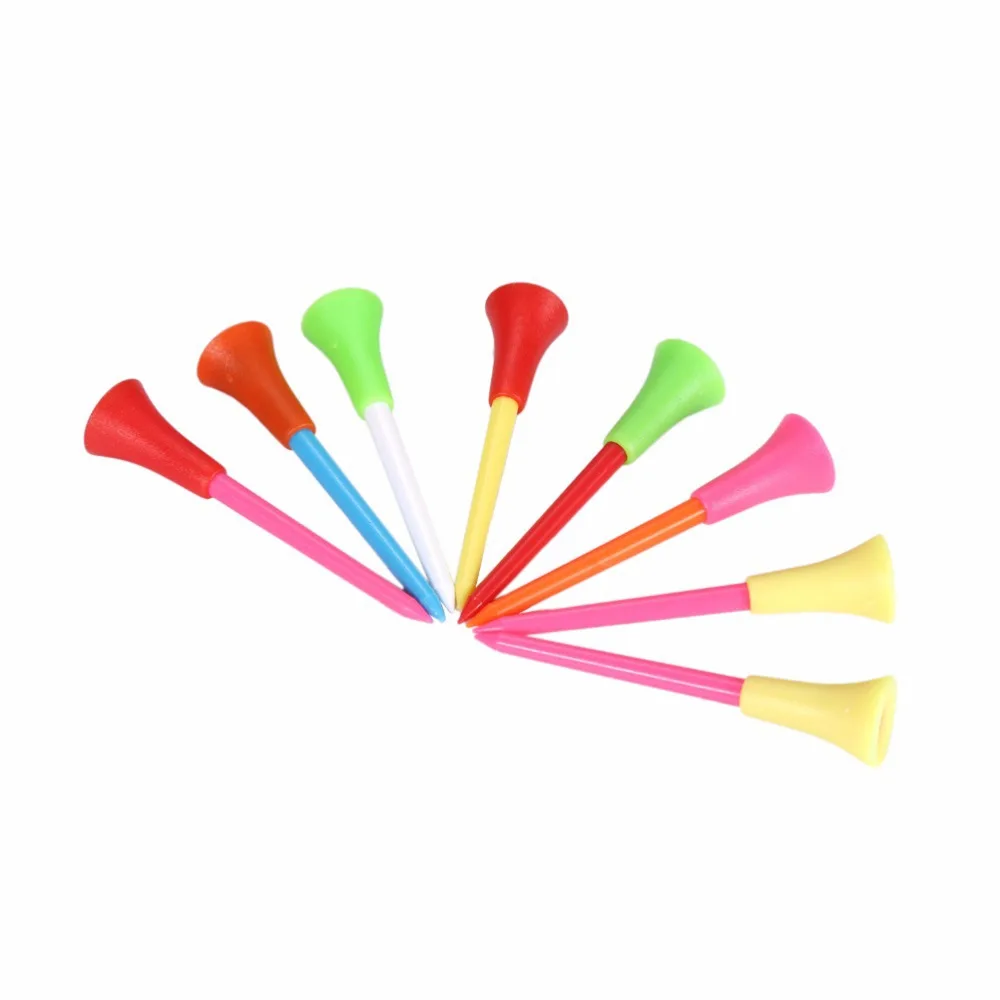 Multi  Plastic 83mm Golf Tees Durable Rubber Cushion Top Tee Golves Accessories 50 Pcs/lot Wholesale Random Color
