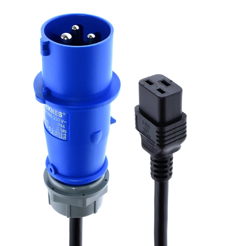 IEC 316P6 к IEC 320 C19 шнур питания, IEC309-16A к C19 совместим с AP9876, H05VV-F 2,5 мм Калибр, 16 ампер, 1,5 м до 3 м доступны - Цвет: Blue 300cm