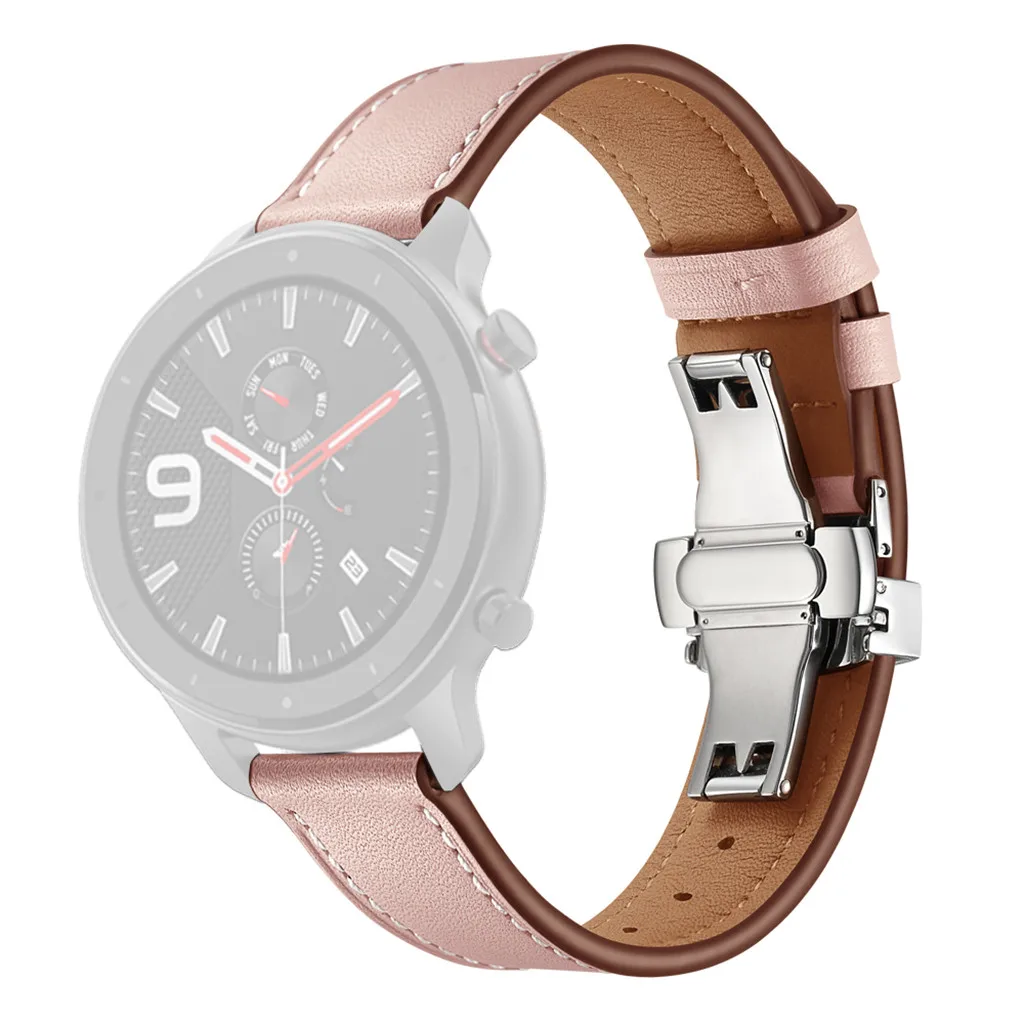 HIPERDEAL Бабочка Пряжка кожаный ремешок для часов для AMAZFIT GTR часы 42 мм SL модный дизайн часы ремешок Aug23 - Цвет: PK