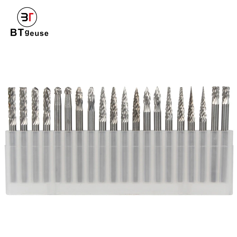 

20pcs Tungsten Carbide Rotary Burrs set 3*3mm Coated Tools Files CNC Engraving Bit Durable Double Cut Carving metal or wood
