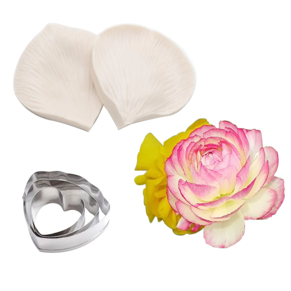 

5pcs Buttercup Petal Veiner Silicone Mold Cake Chocolate Fondant Gumpaste Sugar Clay Flower Cake Decorating Moulds DIY CS384