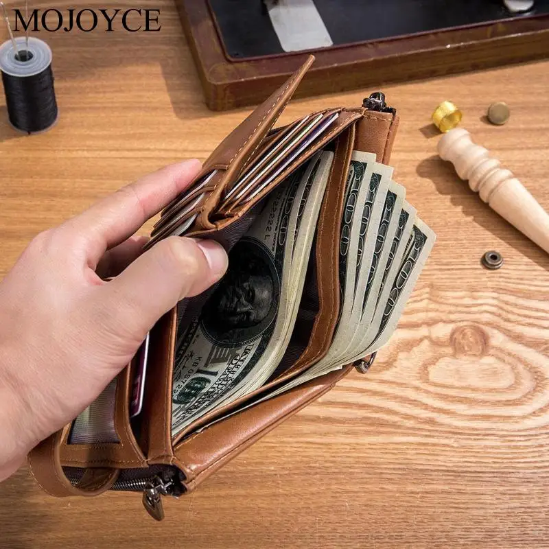 MOJOYCE Ретро Кошелек для карт из натуральной кожи клатч мужской бизнес Ретро кошелек держатель для карт кошелек сумки мужские цепи на молнии сумки