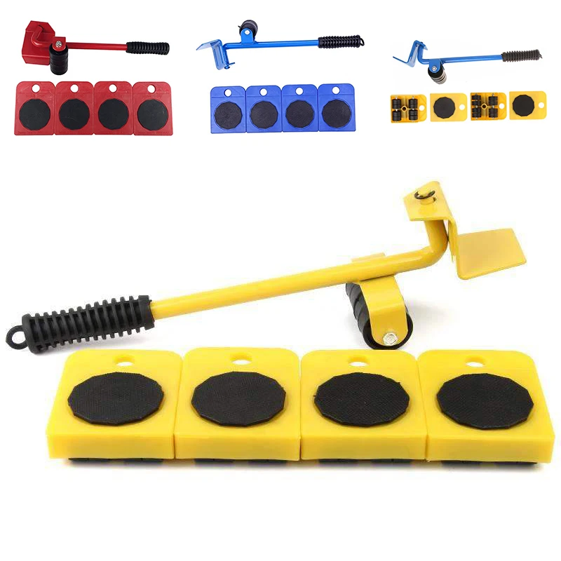 

5Pcs Professional Furniture Transport Lifter Tool Set Heavy Stuffs Moving Hand Tools Set Wheel Bar Mover Device