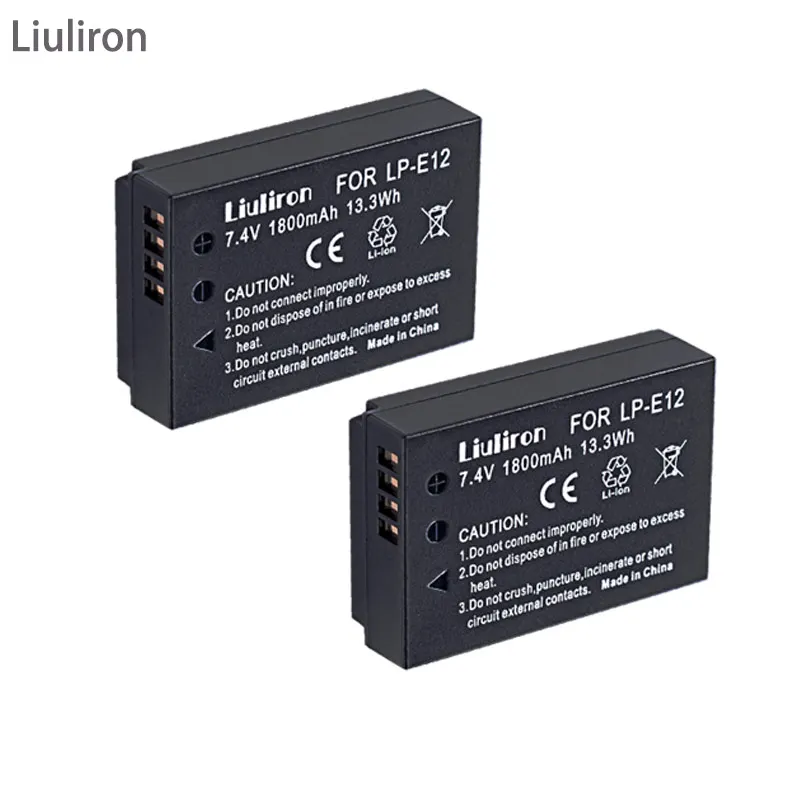 5x1800 mAh LP-E12 LP E12 LPE12 литий-ионный аккумулятор для камеры Canon EOS M50, EOS M100, 100D Kiss X7 Rebel SL1 - Цвет: 2battery