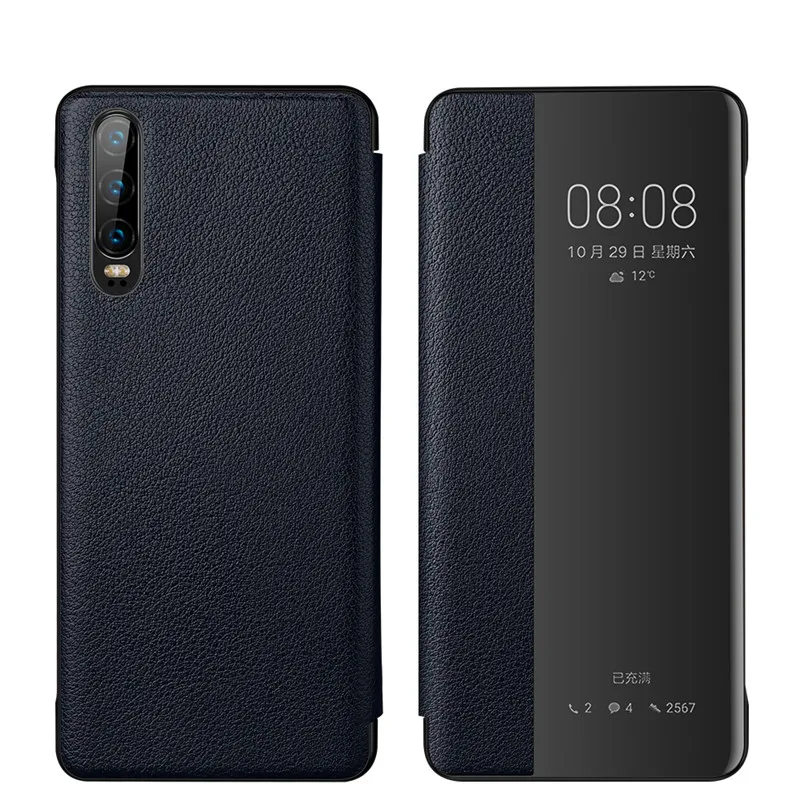 Чехол для Coque P30 P30Pro с умным окошком для просмотра пары, простой модный кожаный флип-чехол для huawei P30Pro, чехол для карты, защита от каркаса