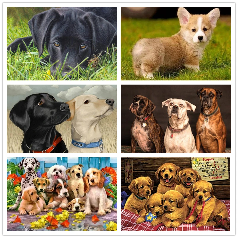 Diamond Embroidery Golden Retriever Cross 5D Full Drill Painting DIY Dog Puppy Stitch Rhinestone Mosaic | Дом и сад