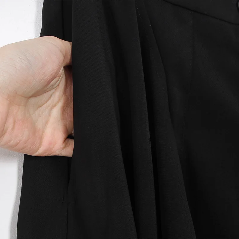 TVVOVVIN Весна Лето Высокая талия черные свободные карманы кнопки сплайсированные широкие брюки женские модные брюки все-матч D154