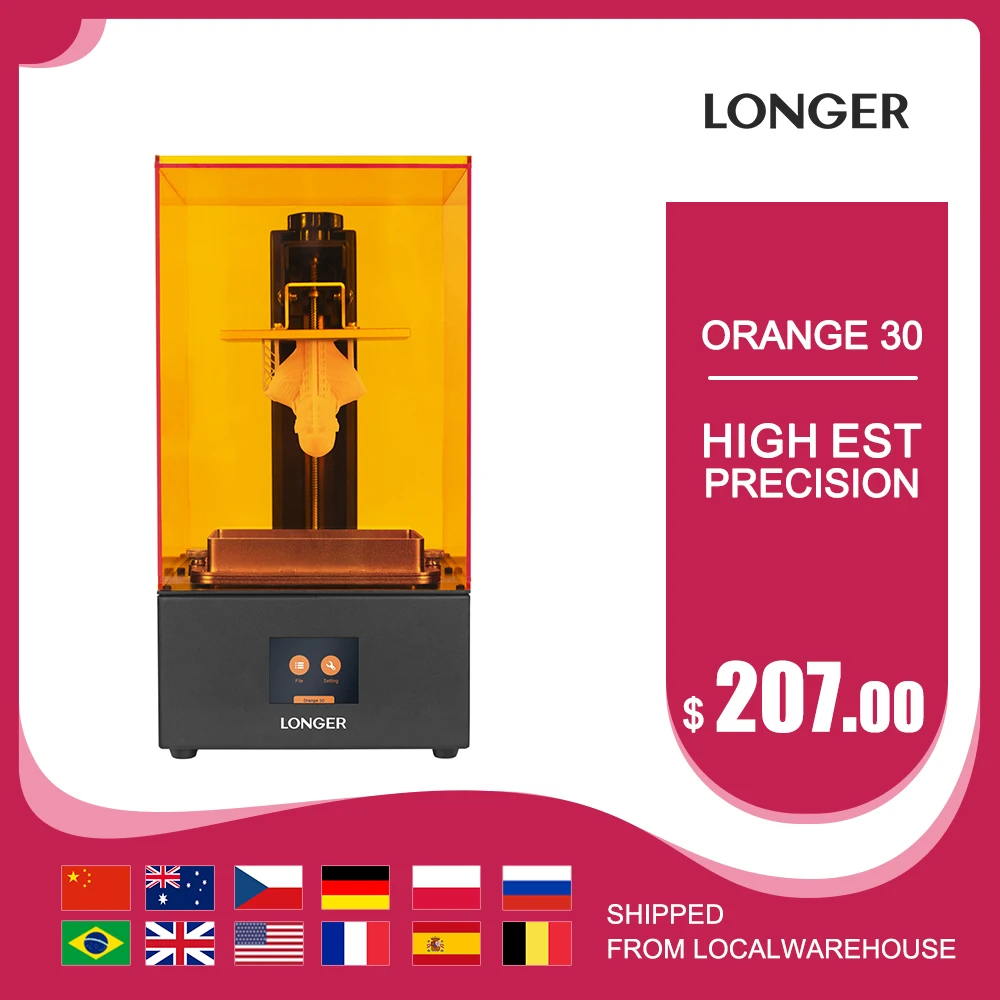 LONGER Orange 30 SLA 3D принтер с высокой точностью 2K LCD 3d printer kit принтеры полимерной