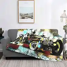 

Motor Racing In The 1930S Shaggy Throw Soft Blanket Sofa/Bed/Travel Love Gifts Oldtimer Speed Automobile Vehicle Engine Rally