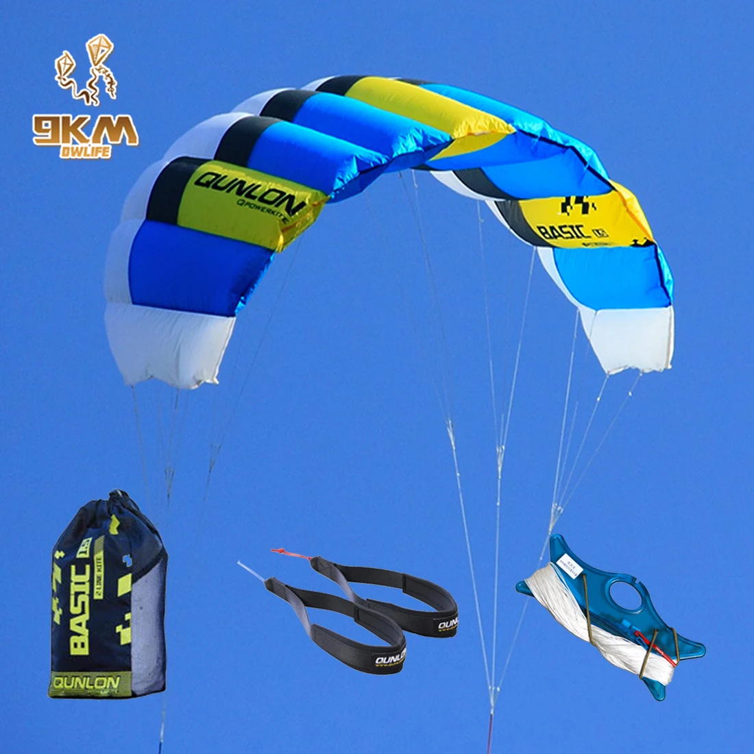 0.6sqm 2 Line Kite for Outdoor Fun Power Stunt Traction Kitesurfing Kite Sports with Flying Set & Instruction Book Three Colors