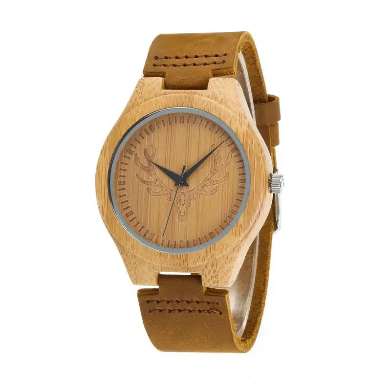 

2020 Real Amazon Speed Sell Pass Hot Style Leather Strap Quartz Spot Bamboo Watch Manufacturer For Wooden Watches Straight