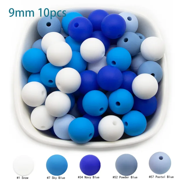Cute-Idea 10pcs Baby Silicone Round Beads 9/12/15mm Food Grade Chewable Pearl Beads DIY Teething Pacifier Chain Toys Baby Goods 9MM-J