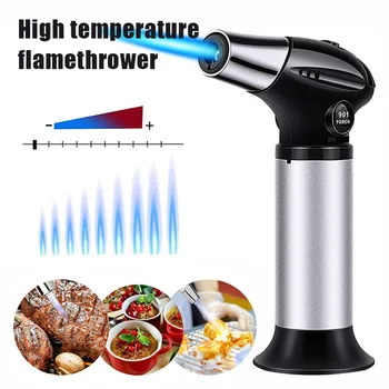 

High Jet Flame Butane Gas Transparent Body Design Butane Jet Torch Lighter BBQ Cooking Flame Ignition Refillable Adjustable Tool