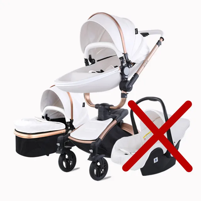 2 in 1 white 3 в 1 Роскошная детская коляска из искусственной кожи, складная коляска с высоким пейзажем, многофункциональная коляска для новорожденных с автокреслом - Цвет: 2 in 1 white