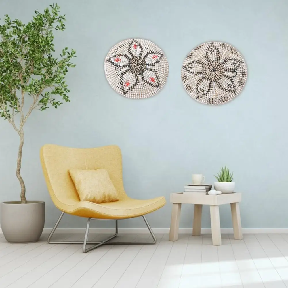 Wicker Wall Basket Decor African Wall Baskets Hanging Seagrass Decorative Bowl Round Boho For Coffee Table , Fruit Unique Gifts