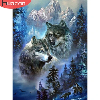 

HUACAN Full Dill Square Wolf Diamond Painting Picture Of Rhinestone 5D DIY Diamond Embroidery Mosaic Animal Home Decor Gift