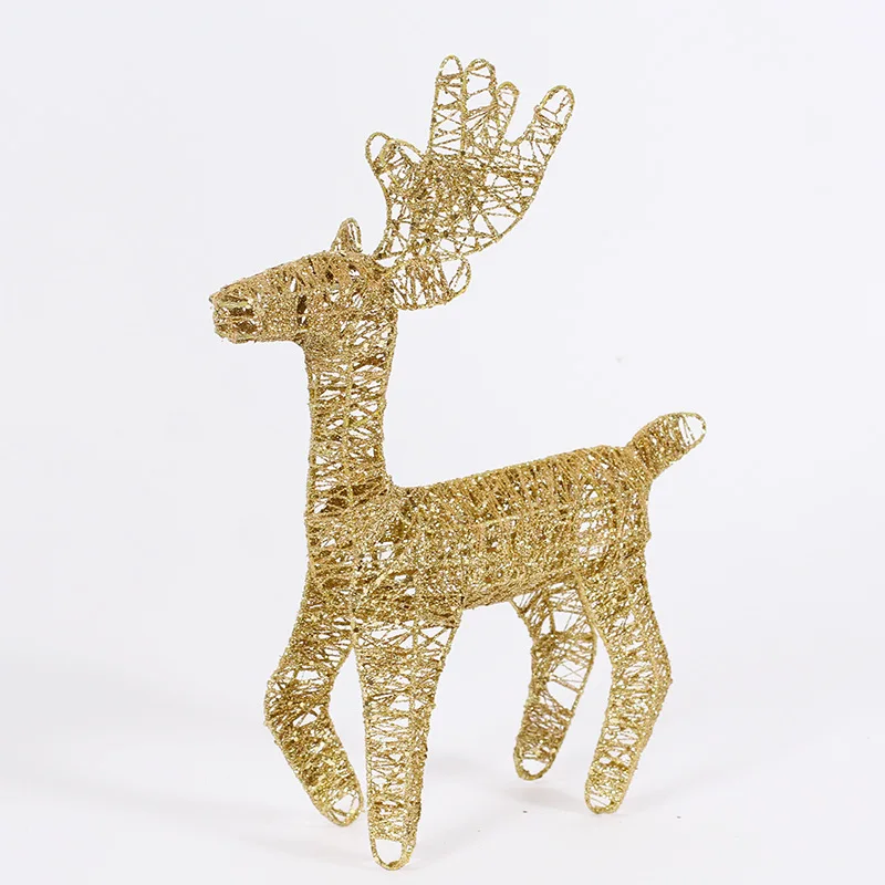 Reindeer Ornament Wrought Iron Deer Pulll Car Decor for Christmas Party Festival Decoration Led Light Window Scene Decorations