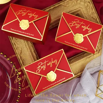 

100Pcs Envelope Shape Jelwery Gift Boxes for Wedding Gift Candy Favors Birthday Party Christmas Jelwery Package Decoration