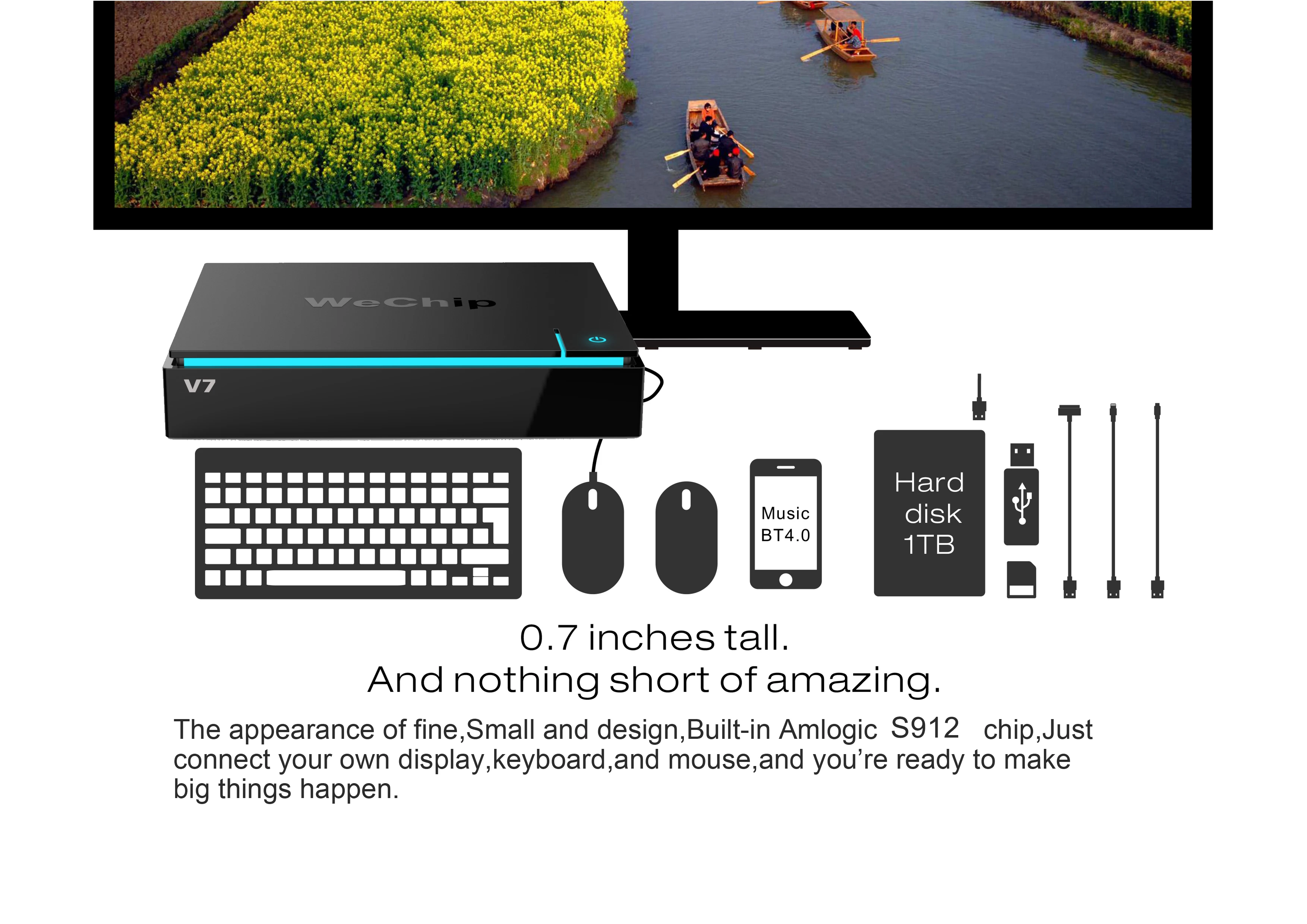 Wechip V7 android smart tv box 7.1 Amlogic S912 Octa Core 3G/32G dual wifi BT4.11000M LAN PK X96 4K H96pro+ Media Players