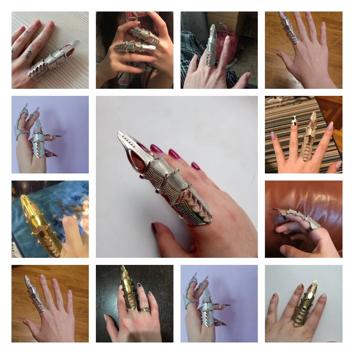 2020 NEW Fashion Cool Men Boys Punk Gothic Rock Scroll Joint Armor Knuckle Metal Full Finger Rings Gold Cospaly DIY Rings - Image 6